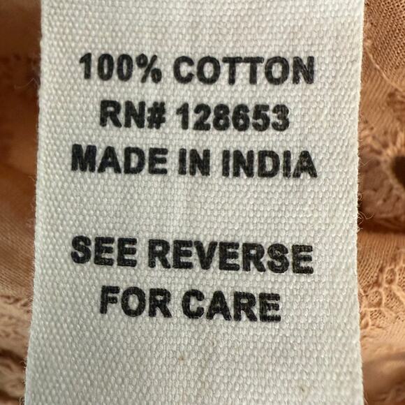 Joie Peach Lace Tank Top Women’s Medium 100% Cotton Boho Chic Sleeveless - Picture 7 of 7